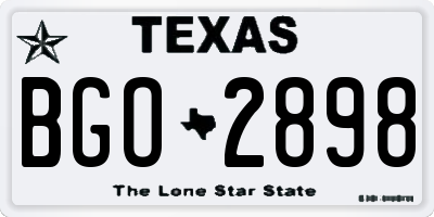 TX license plate BGO2898