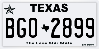 TX license plate BGO2899