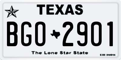 TX license plate BGO2901