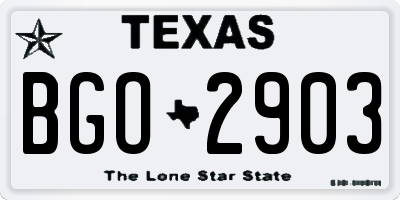 TX license plate BGO2903