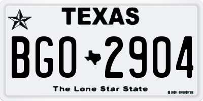 TX license plate BGO2904