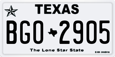 TX license plate BGO2905