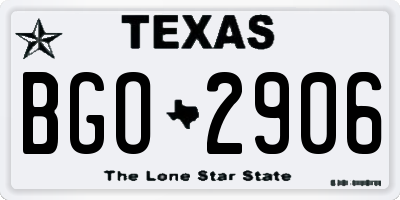 TX license plate BGO2906