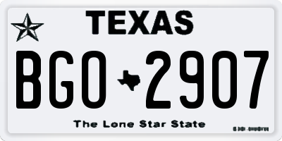 TX license plate BGO2907