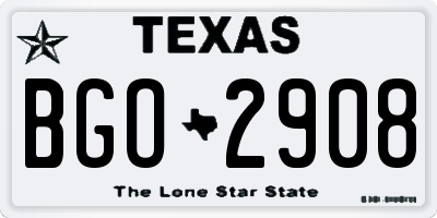 TX license plate BGO2908