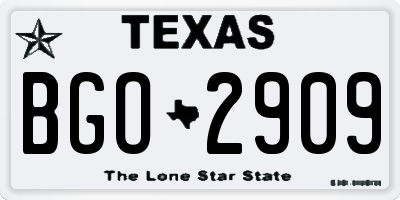 TX license plate BGO2909