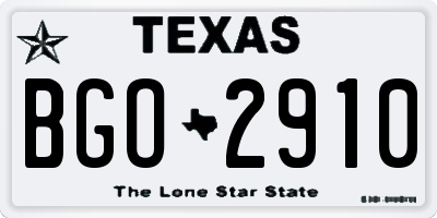 TX license plate BGO2910