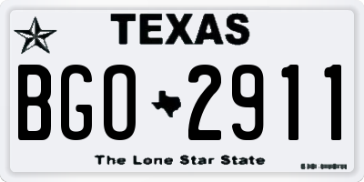 TX license plate BGO2911
