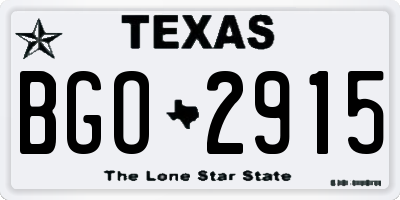 TX license plate BGO2915