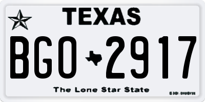 TX license plate BGO2917