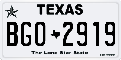 TX license plate BGO2919