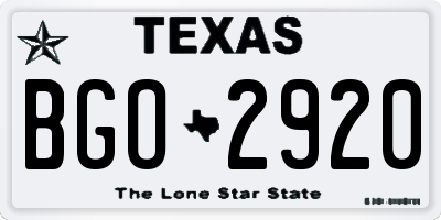 TX license plate BGO2920