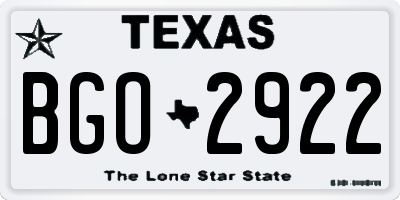 TX license plate BGO2922