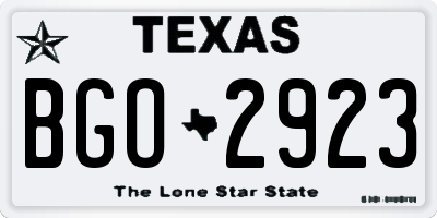 TX license plate BGO2923