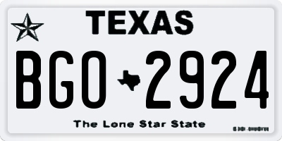 TX license plate BGO2924
