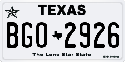 TX license plate BGO2926