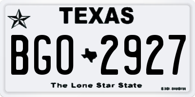 TX license plate BGO2927