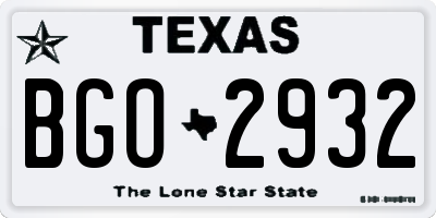 TX license plate BGO2932