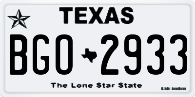 TX license plate BGO2933