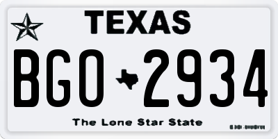 TX license plate BGO2934