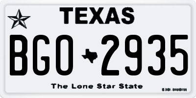 TX license plate BGO2935