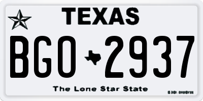 TX license plate BGO2937