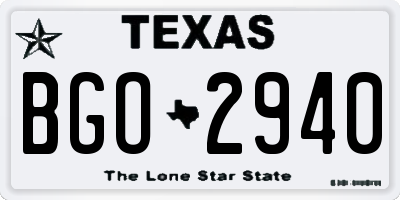 TX license plate BGO2940