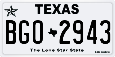 TX license plate BGO2943