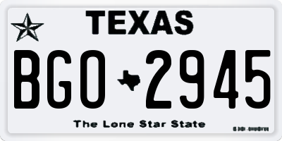 TX license plate BGO2945