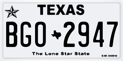TX license plate BGO2947