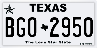 TX license plate BGO2950