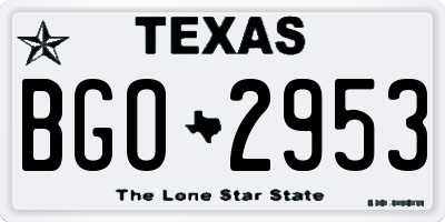 TX license plate BGO2953