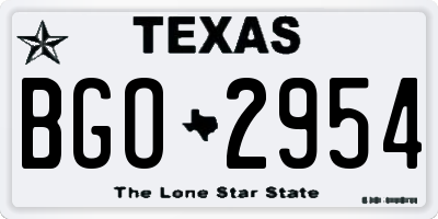 TX license plate BGO2954