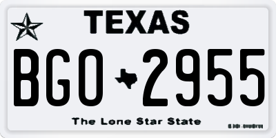 TX license plate BGO2955