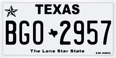 TX license plate BGO2957
