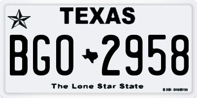 TX license plate BGO2958