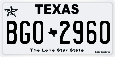 TX license plate BGO2960
