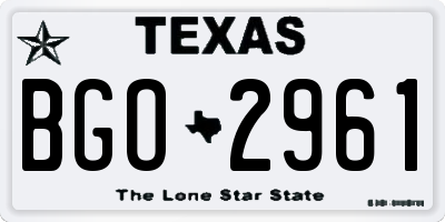 TX license plate BGO2961