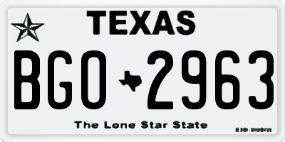 TX license plate BGO2963