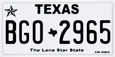 TX license plate BGO2965