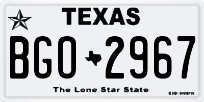 TX license plate BGO2967
