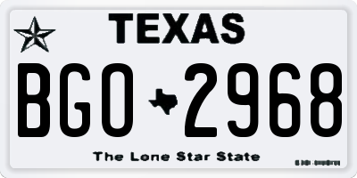 TX license plate BGO2968