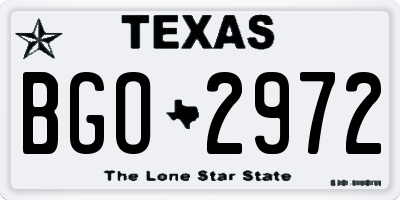 TX license plate BGO2972