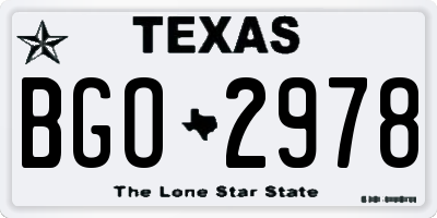 TX license plate BGO2978
