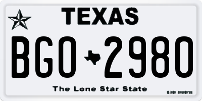 TX license plate BGO2980