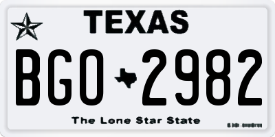 TX license plate BGO2982