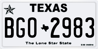 TX license plate BGO2983