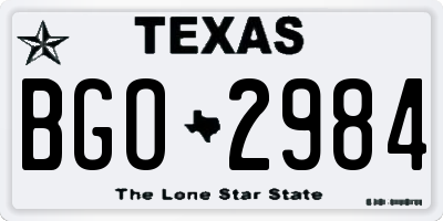 TX license plate BGO2984