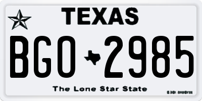 TX license plate BGO2985