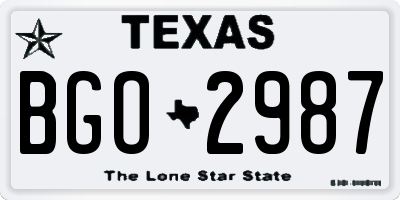 TX license plate BGO2987